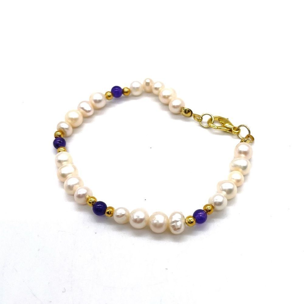 Fresh Water Pearls & Amethyst on Gold Tone chain